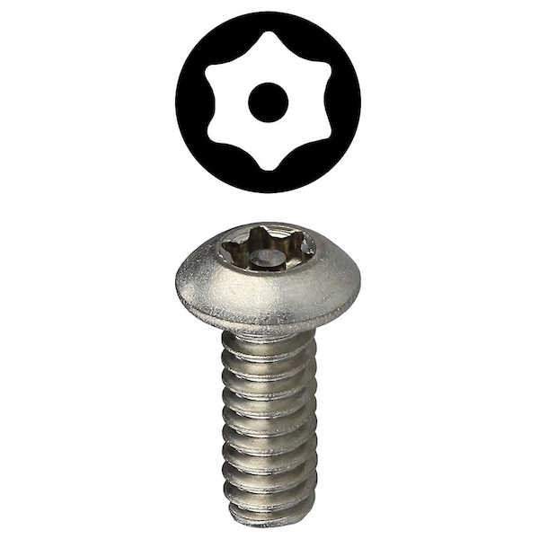 #10-24 x 1-1/2 in Tamper-Resistant Torx Button Machine Screw, 18-8 Stainless Steel, 100 PK